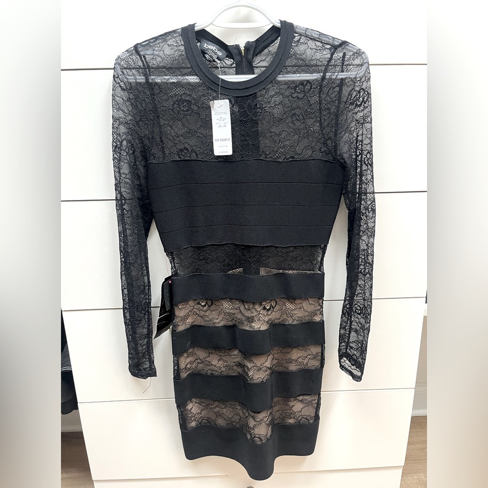 Bebe Black Lace Dress size medium (new with tags)